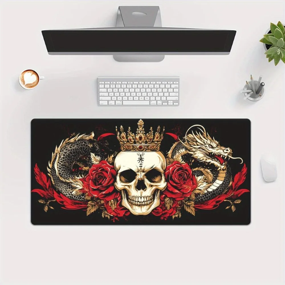 Conçu par Jinlong, doté d'une base antidérapante. Avec un magnifique motif de crâne. Tapis de bureau et tapis de souris