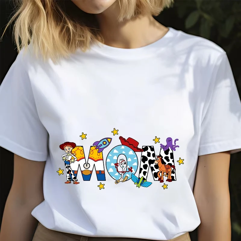 Disney Mom Jessie Toy Story Friends Women's 3D Printed T-Shirt, Short Sleeve Casual Top, Loose Quick Dry,Family-Fit Short Sleeve