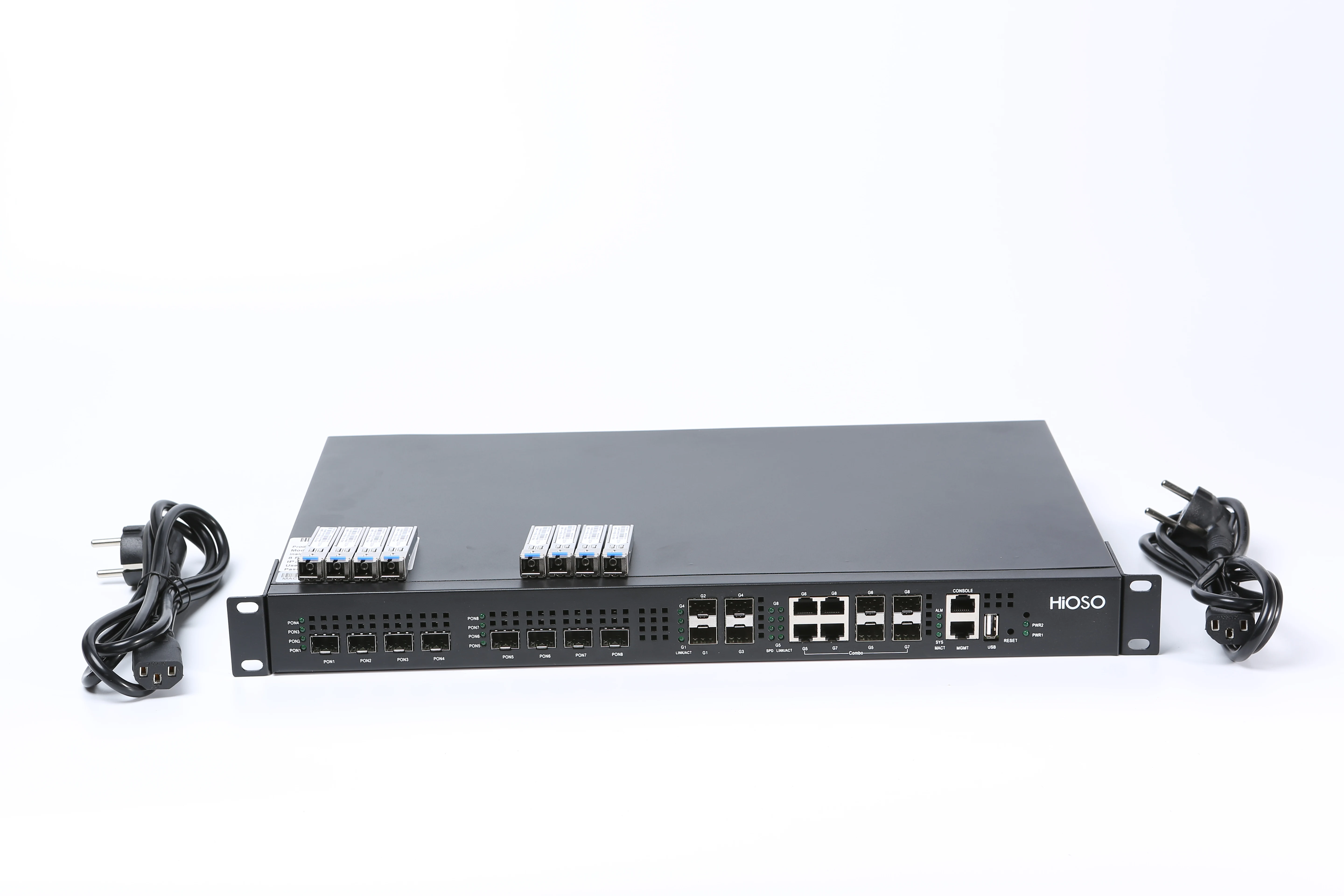 HiOSO HA7308C  Without PON Modules 8PON EPON OLT 8ports Olt Single Power Fiber Optic Equipment 8PON Ftth 1AC Dual Power Supply