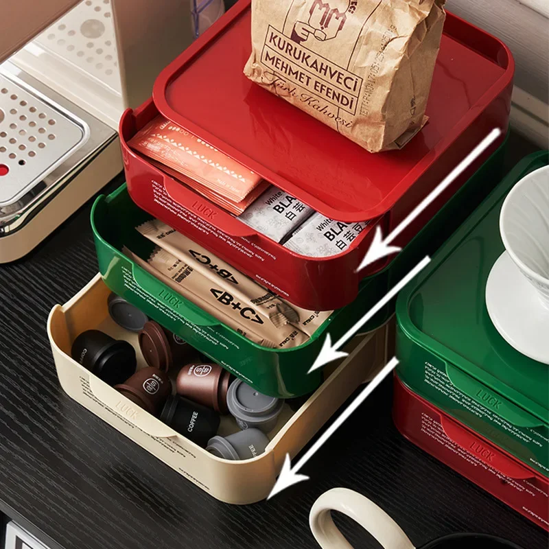 Desktop Storage Drawer Tea Table Stackable Storage Box Coffee Capsule Stationery Cosmetics Organizer Home Office Mini Drawers