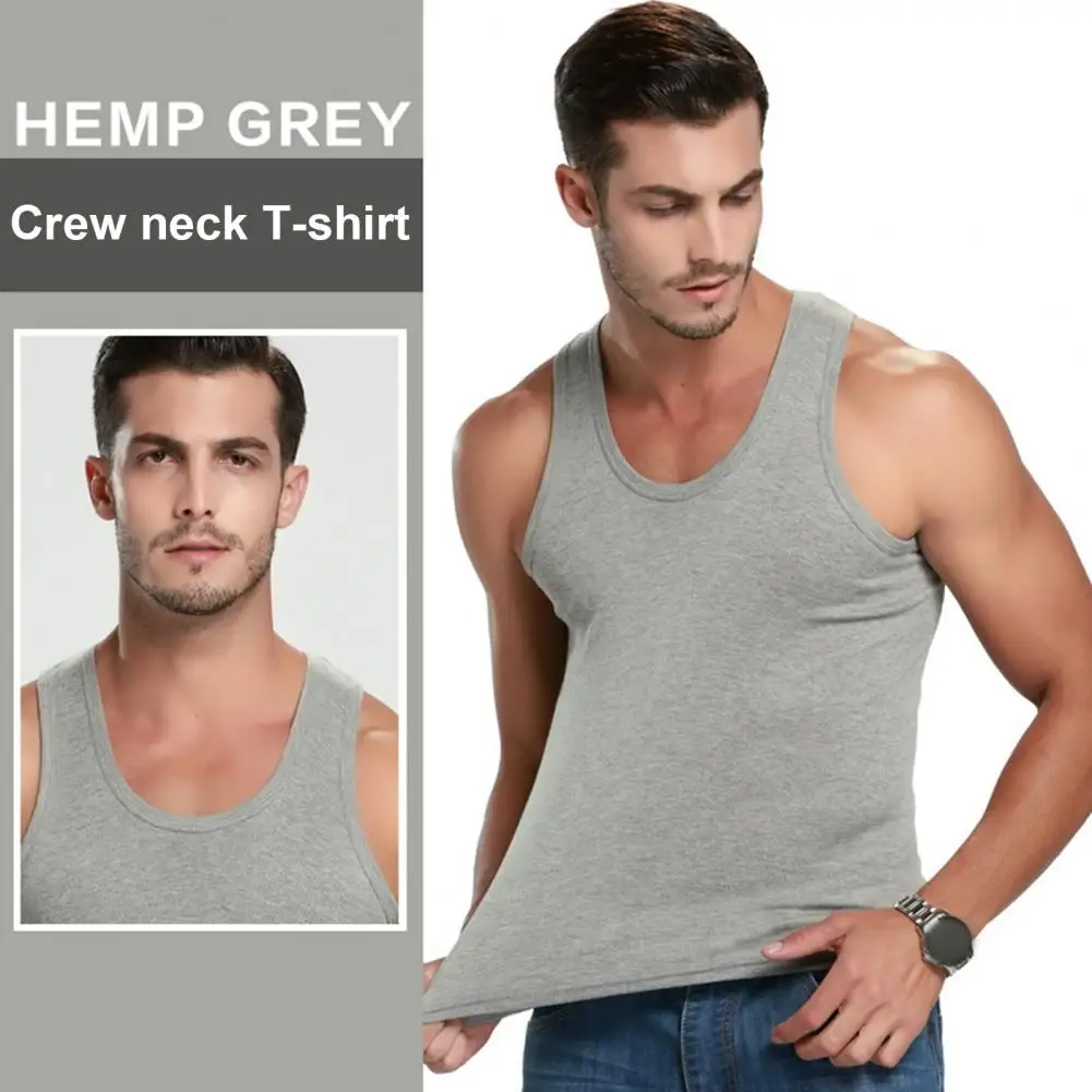 Summer Men Sports Vest Top Fitness Sleeveless O Neck Solid Color Quick Dry Fabric Pullover Basketball Gym Workout Male Tank Top