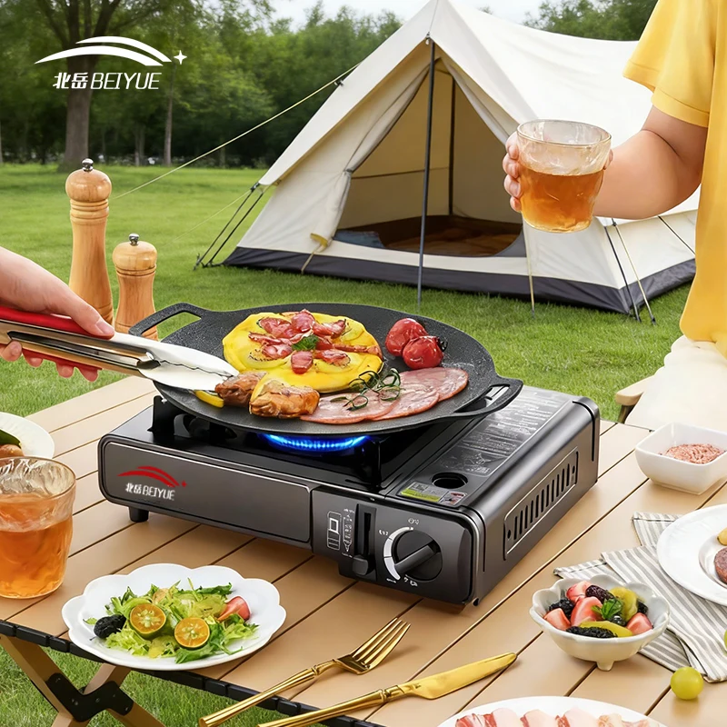 

BEIYUE Outdoor Card Stove Paired With Wheat Rice StoneBaking Tray And AntiScald Handle SuperThickIronPlateBarbecuePicnicSupplies