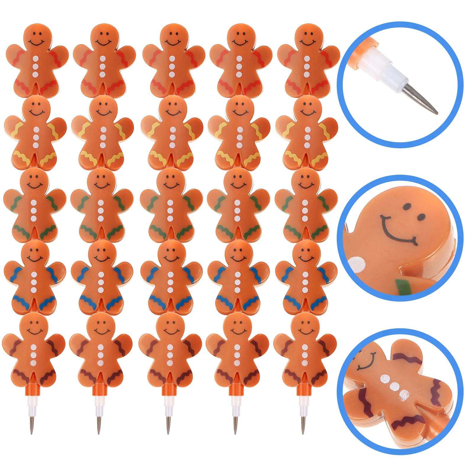 12 Pcs Gingerbread Man Pencil Christmas Pencils Plastic Cartoon Kids for Stackable Students Stationery Use