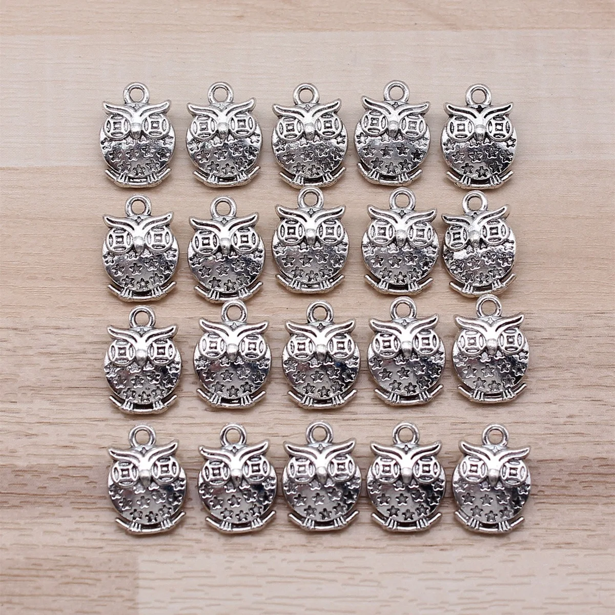 IFOCUS 20pcs/Lot Owl Charms For DIY Jewelry Making Zinc Alloy 13x9mm/0.51x0.35inch