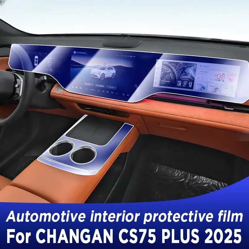 

For CHANGAN CS75 Plus 2025 Gearbox Panel Dashboard Navigation Automotive Interior Protective Film TPU Anti-Scratch Accessories