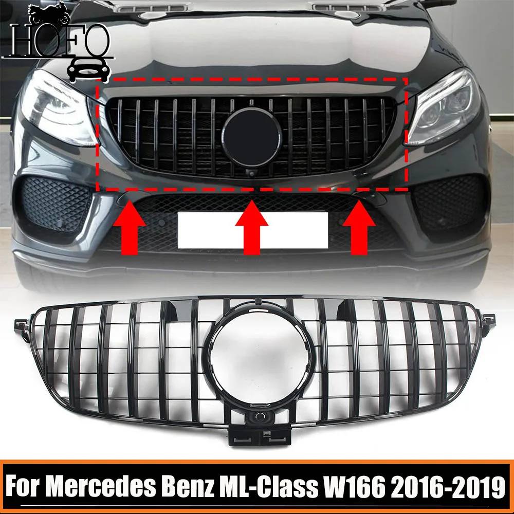 GT Style Car Front Bumper Grille Inlet Gril For Mercedes Benz ML-Class W166 2016 2017 2018 2019