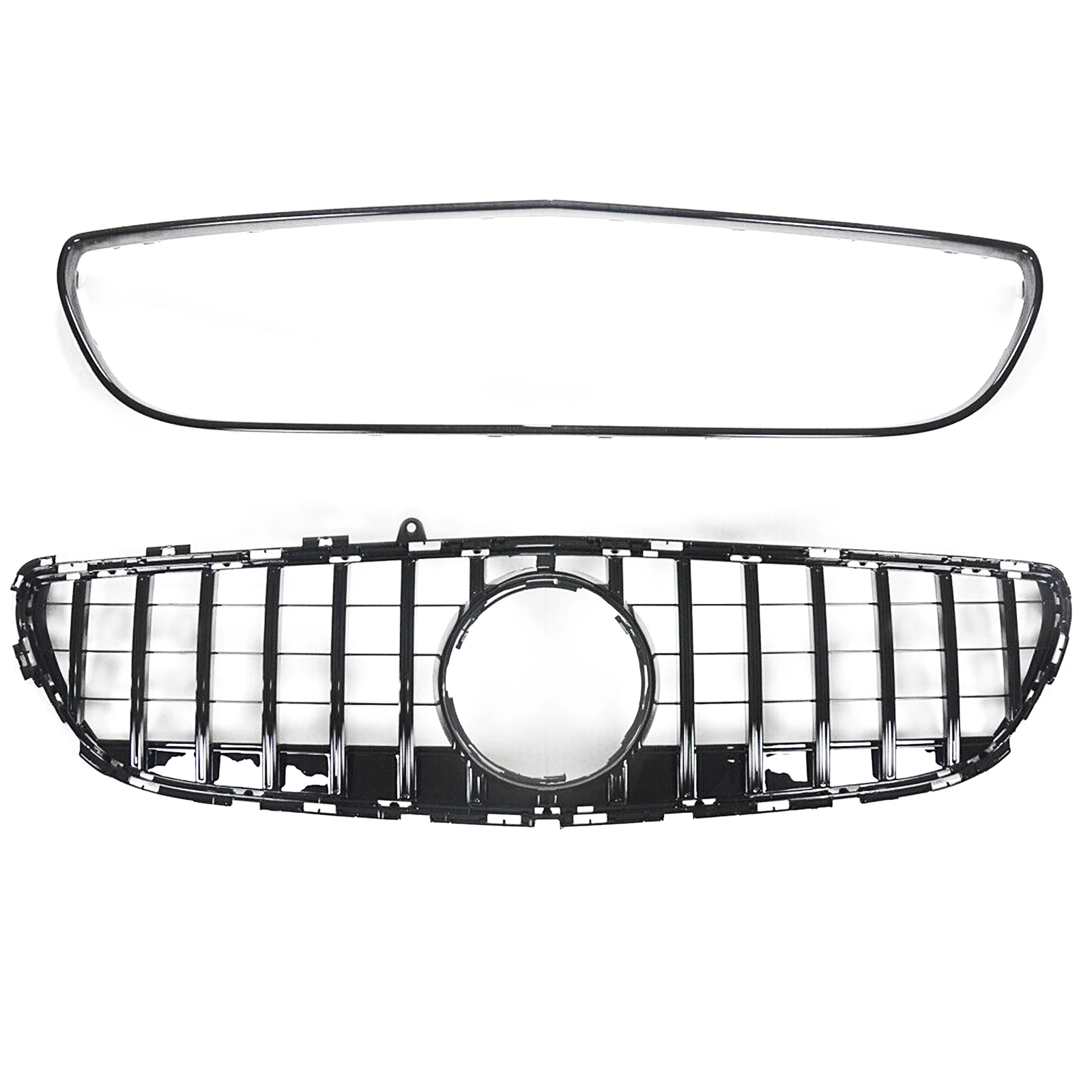 For Mercedes-Benz W218 CLS Class CLS300 CLS350 CLS400 CLS500 CLS550 2015-2018 Front Grille Grill W/ Frame Upper Bumper Hood Mesh