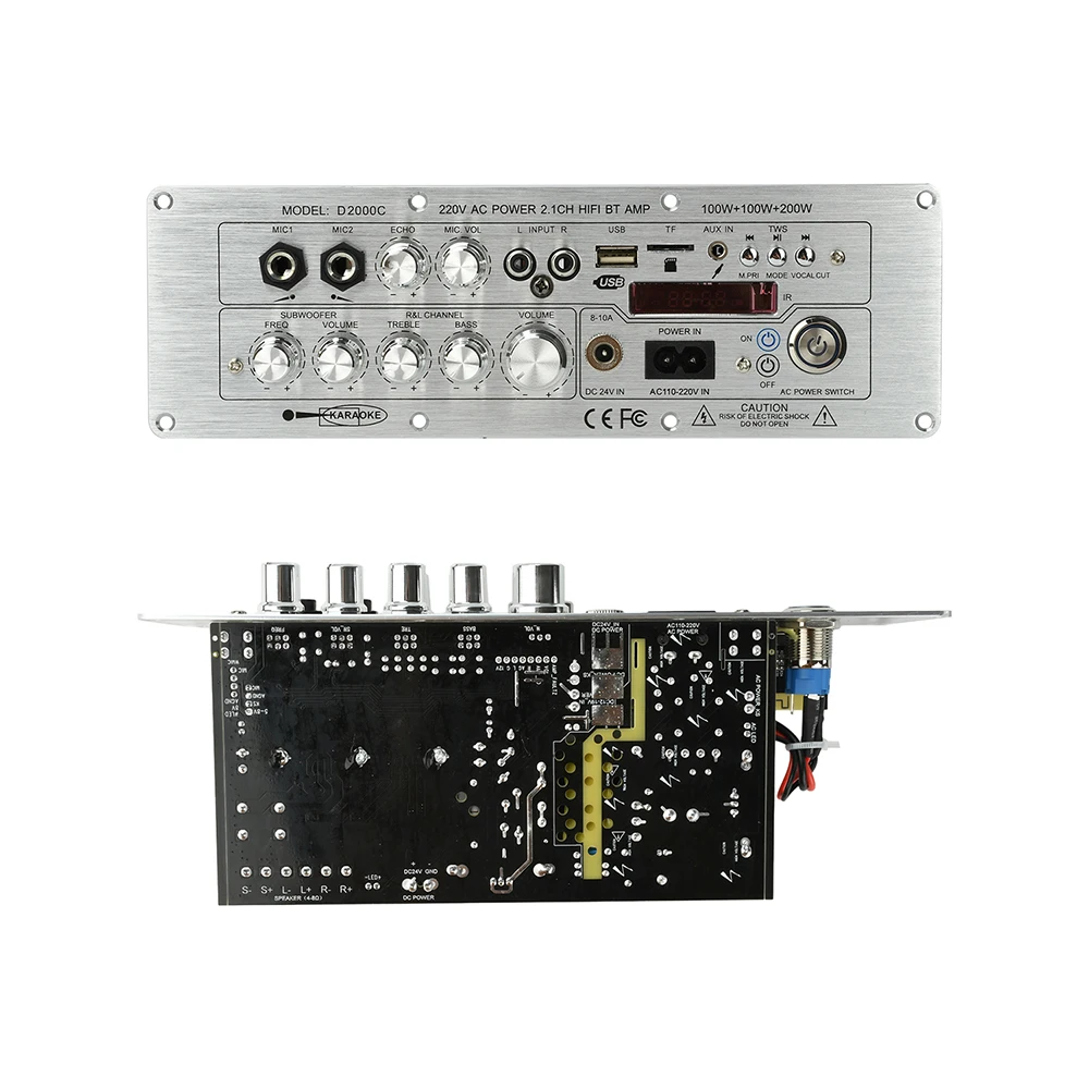 DC 24V/AC110-20V D2000 Bluetooth-Soundverstärkerplatine 2.1-Kanal 100W+100W+200W Hochleistungs-Ausgangsverstärker für Lautsprecher – Detail 10