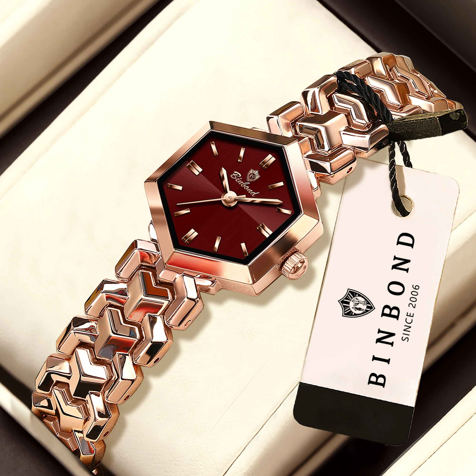 Montres à quartz de luxe originales BINBOND, livraison gratuite, pour femmes, précises, durables, étanches, montre décontractée pour femmes, montre-bracelet, reloj