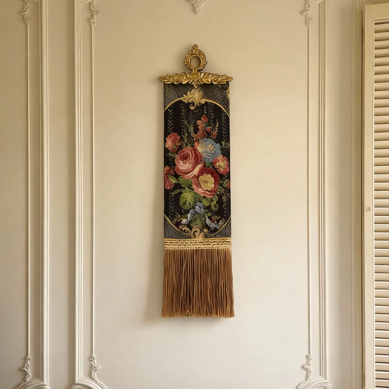 Medieval brass weaving cloth hanging cloth decorative painting fringed  pendant European style living room bedroom wall hanging