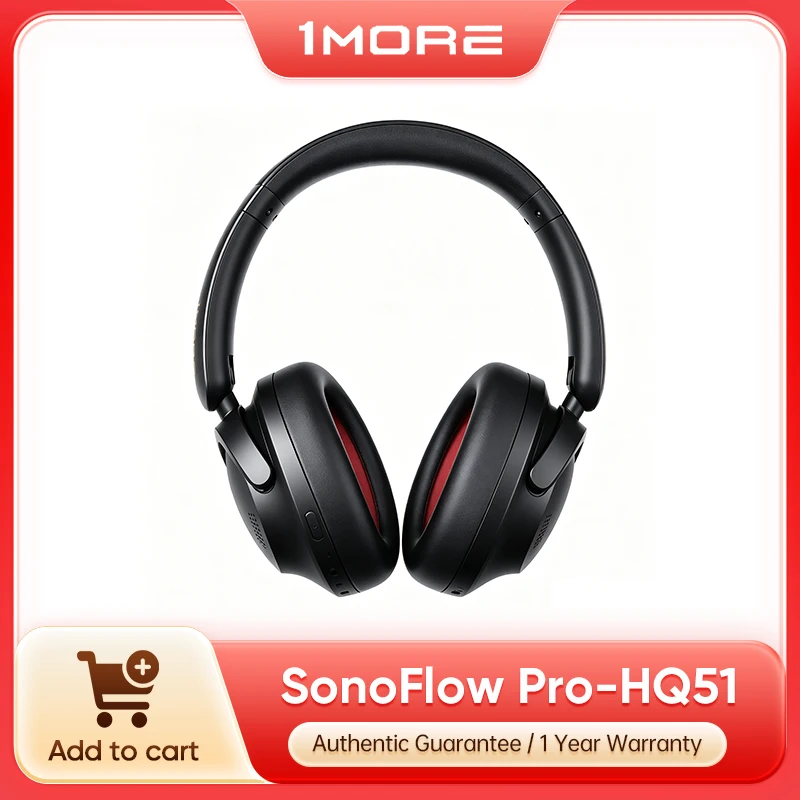 1MORE SonoFlow Pro HQ51 ANC Headphones Bluetooth 5.4 Hi-Res LDAC 40mm DLC Driver 42dB Quie