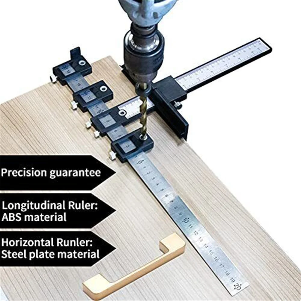 Cabinet Hardware Jig Tool Adjustable Punch Locator Wood Drilling Dowelling Guide For Doors Drawer Handles Knobs Installation