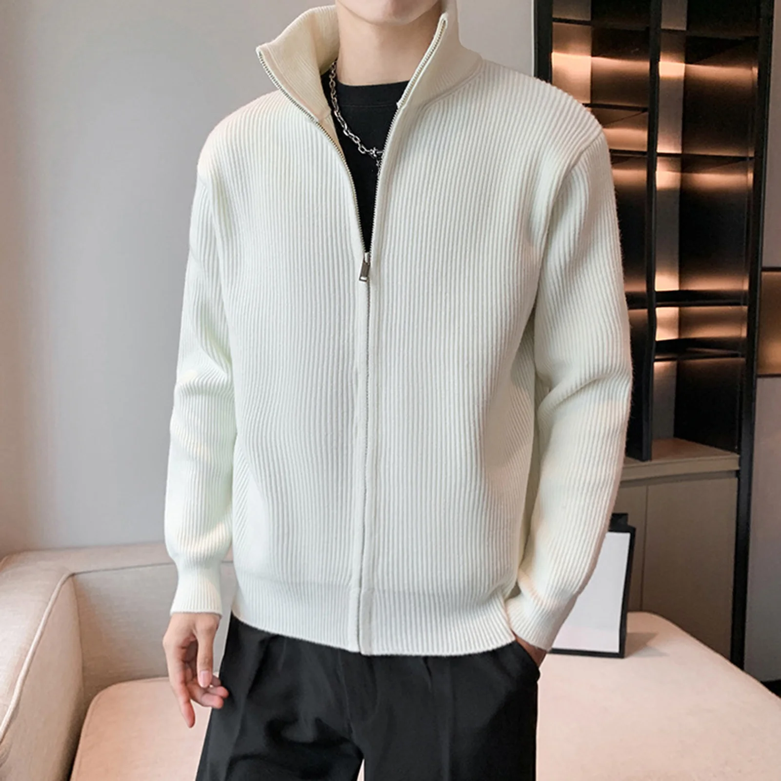 

New Spring Autumn Knitted Sweater Men Fashion Slim Fit Cardigan Men Sweaters Coats Solid Single Breasted Cardigan men