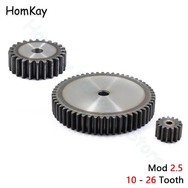 Mod 2.5 Spur Gear 10T-26T Metal Transmission Gears 45# Steel Thick 25mm 2.5M 10 11 12 13 14 15 16 17 18 19 20 21 22 - 26 Tooth