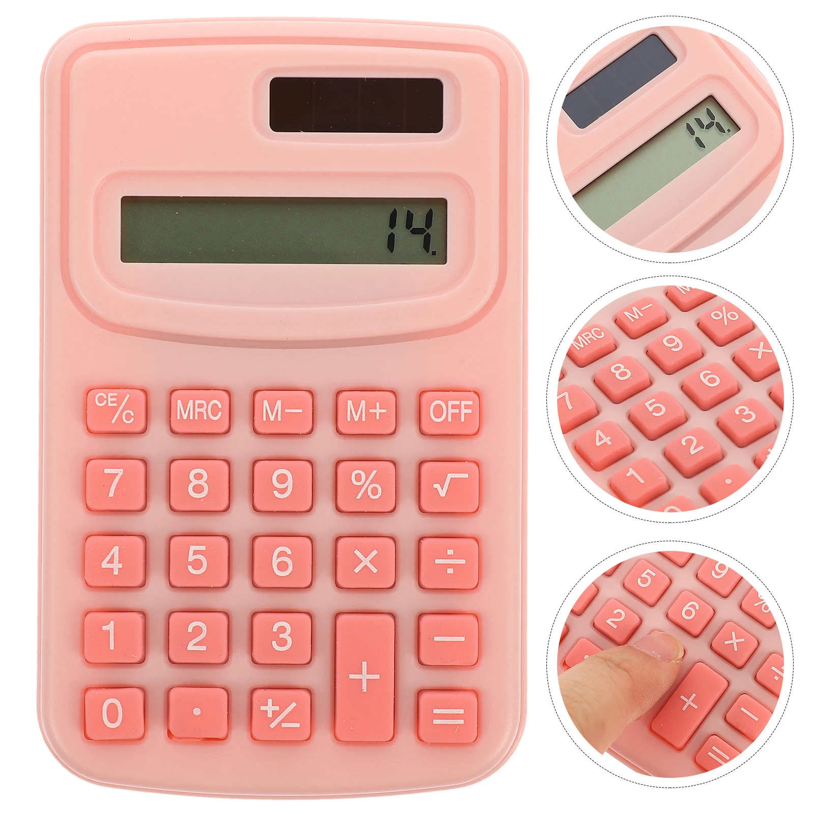 

Pocket Calculator Small Solar Power Portable Cute Mini Handheld for Students Office School Plastic Silicone Basic