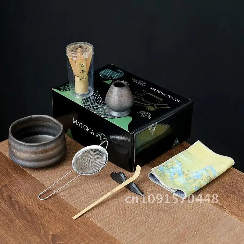 7pcs Handmade Home Easy Clean Matcha Tea Set Tool Stand Kit Bowl Whisk Scoop Gift Ceremony Traditional Japanese Accessories