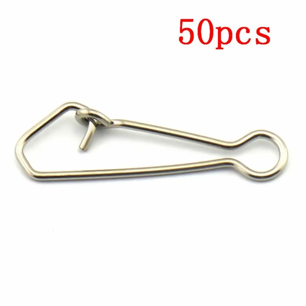 50pcs Stainless Steel Fishing Swivels Hooked Snaps Fishing Hook Line Connector Sea Swivel Rolling Snap 000/00/0/1/2/3/4/5/6/7/8#