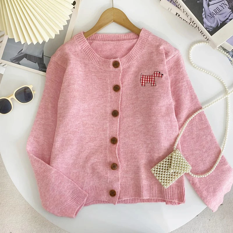 

YuooMuoo Chic Fashion Y2K Cartoon Designer Cardigans Tops 2024 Autumn O-neck Single-breasted Knitted Tops Korean Ladies Sweaters