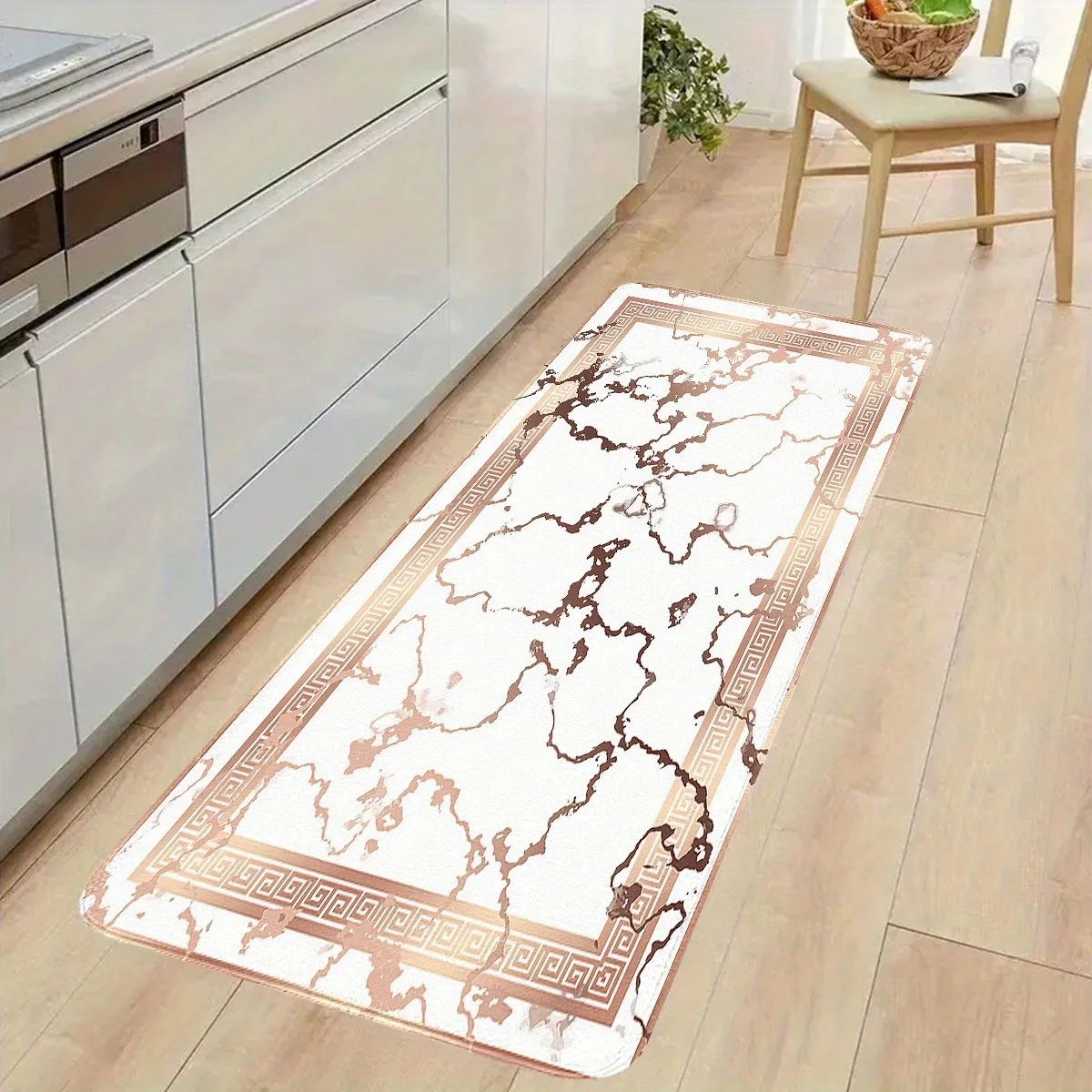 

1PC Hellenic Vein Pattern Kitchen Rug Non-Slip Door Mat Pop design Bathroom Rug Bath Mat Carpet for Home Sink Laundry ecoreeree