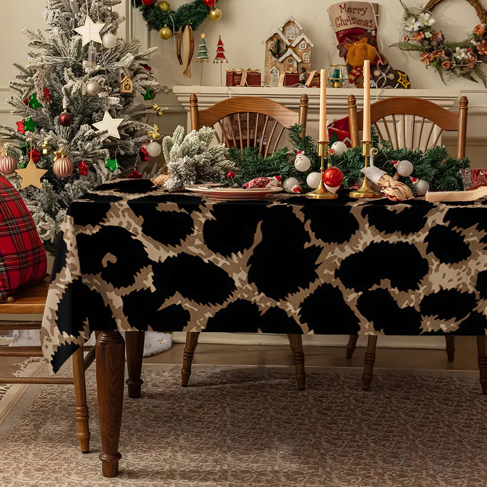 Classic Leopard Print Table Cloth Waterproof Tablecloth Spill Proof Table Cloth, Wipe Clean Table Cloth for Dining Camping