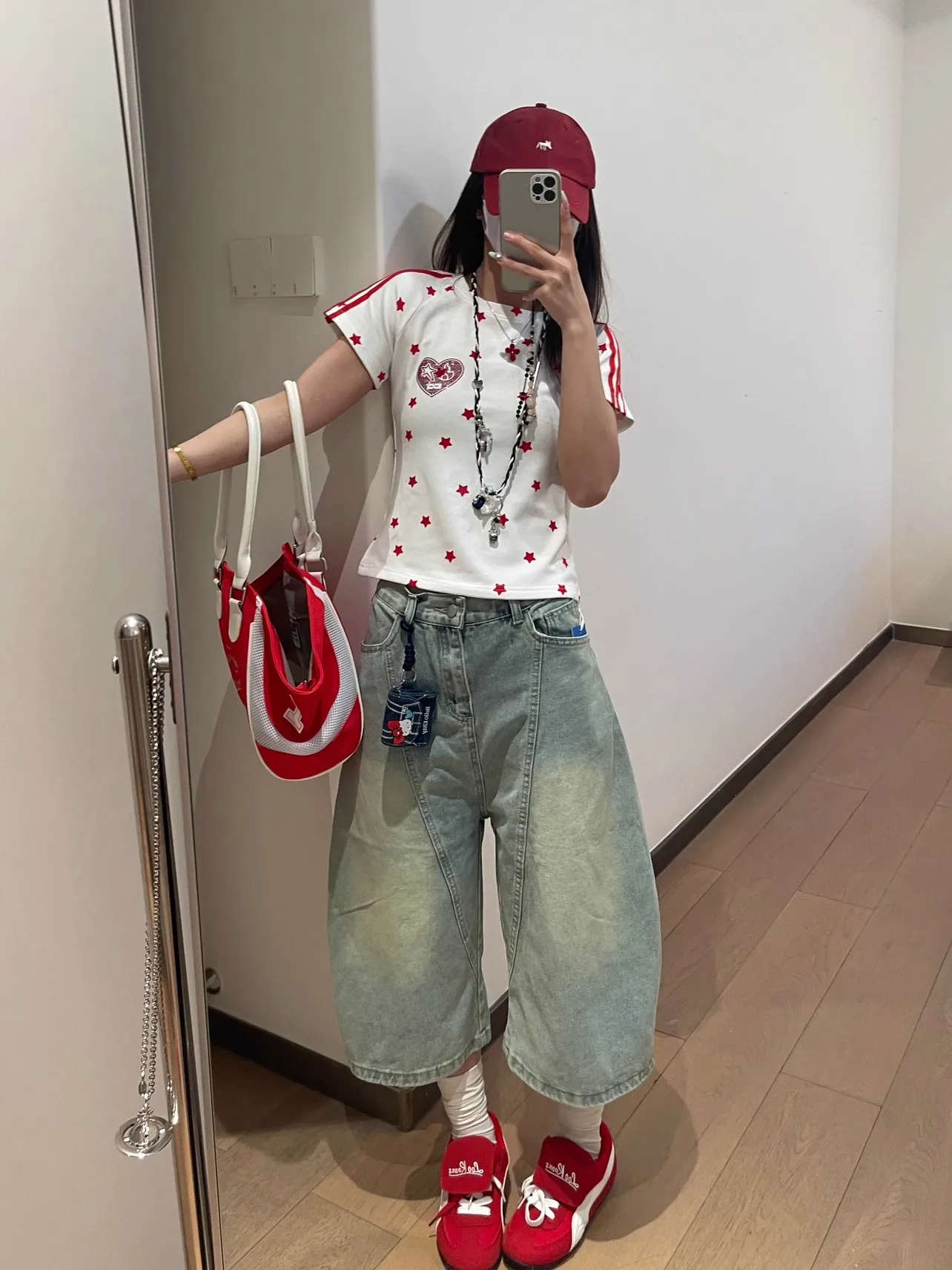 الأمريكية الرجعية الهيب هوب فضفاض العجل طول جان الجرونج الشارع الأزرق جيوب السراويل النسائية Y2K غسلها ايمو عارضة الدنيم بنطلون