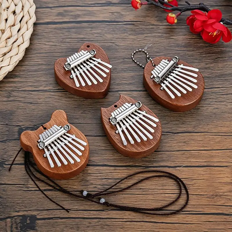 For Music Beginners Kids Casual Play Travel Gift Mini 8 Key Solid Wood Kalimba With Portable Lanyard And Crisp Sound Perfect