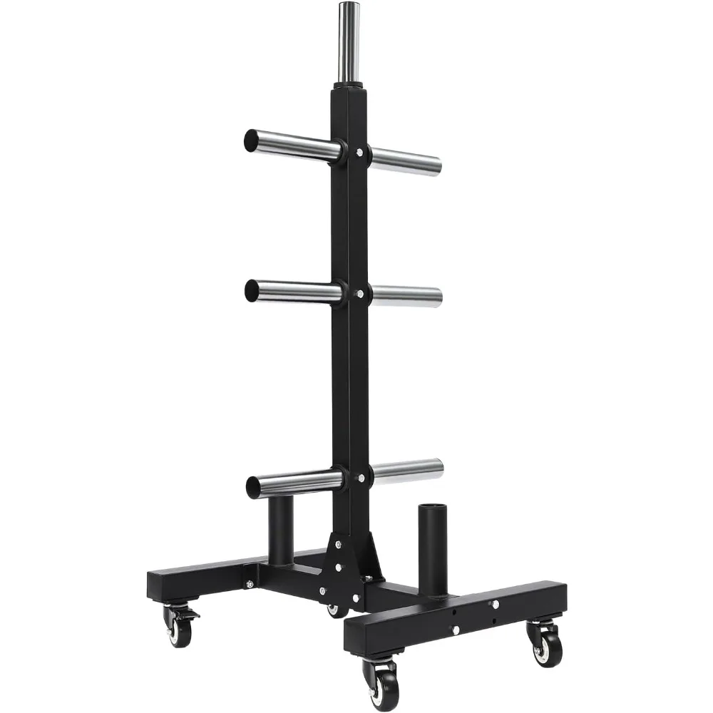 

Plate Rack Tree, All Weight Plate Tree Holder & Vertical Barbell Storage Rack with Wheels, Commercial Olympic Weight Plate Tree