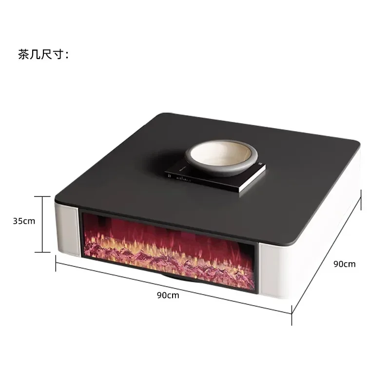 

ZF Light Luxury Stone Plate Fireplace Curio Cabinet Living Room Home TV Cabinet and Tea Table Combination
