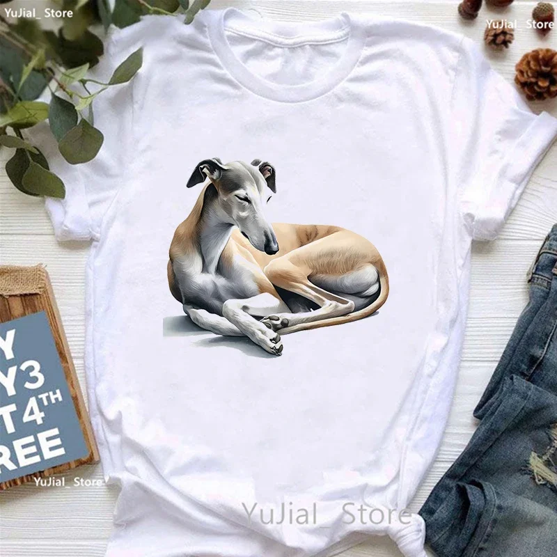 Greyhound Animal Printed T Shirt Girls Summer Fashion Tshirt Women Kawaii Dog Lover T-Shirt Female Harajuku Shirt Streetwear