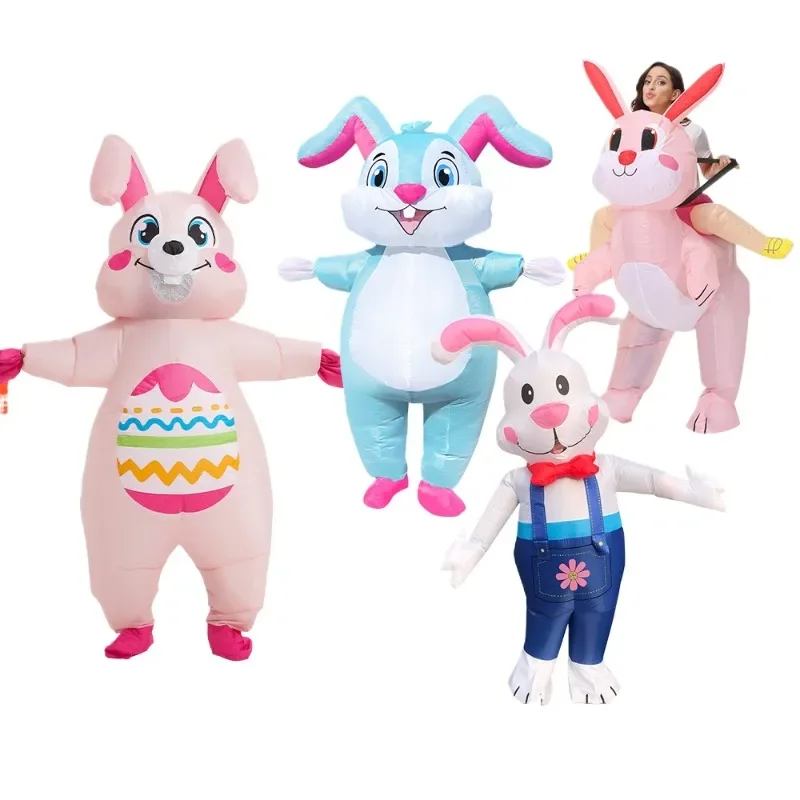 

Easter Bunny Inflatable Cosplay Costume Funny Cartoon Mascot Suit for Adults Halloween Easter Party Stage Performance Dress-up