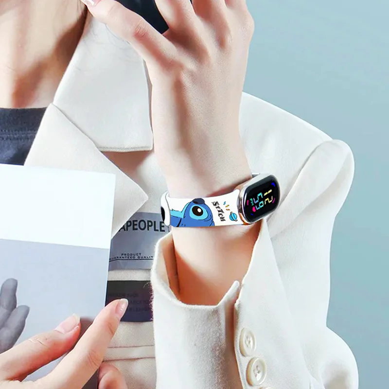Cute Anime Stitch LED Watch Luminous 24H Digital Display Silicone Strap Kids Wristwatch Teens Boys Girls Party Gift