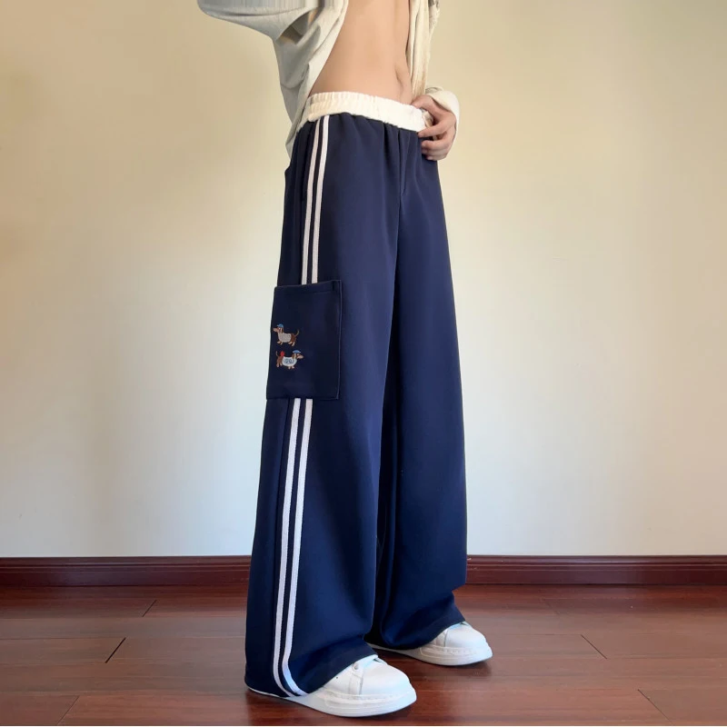 LUZHEN 2025 New Fashion Stripe Printed Straight Tube Casual Pants Men's High Quality Embroidery Pockets Sports Trousers JY4168