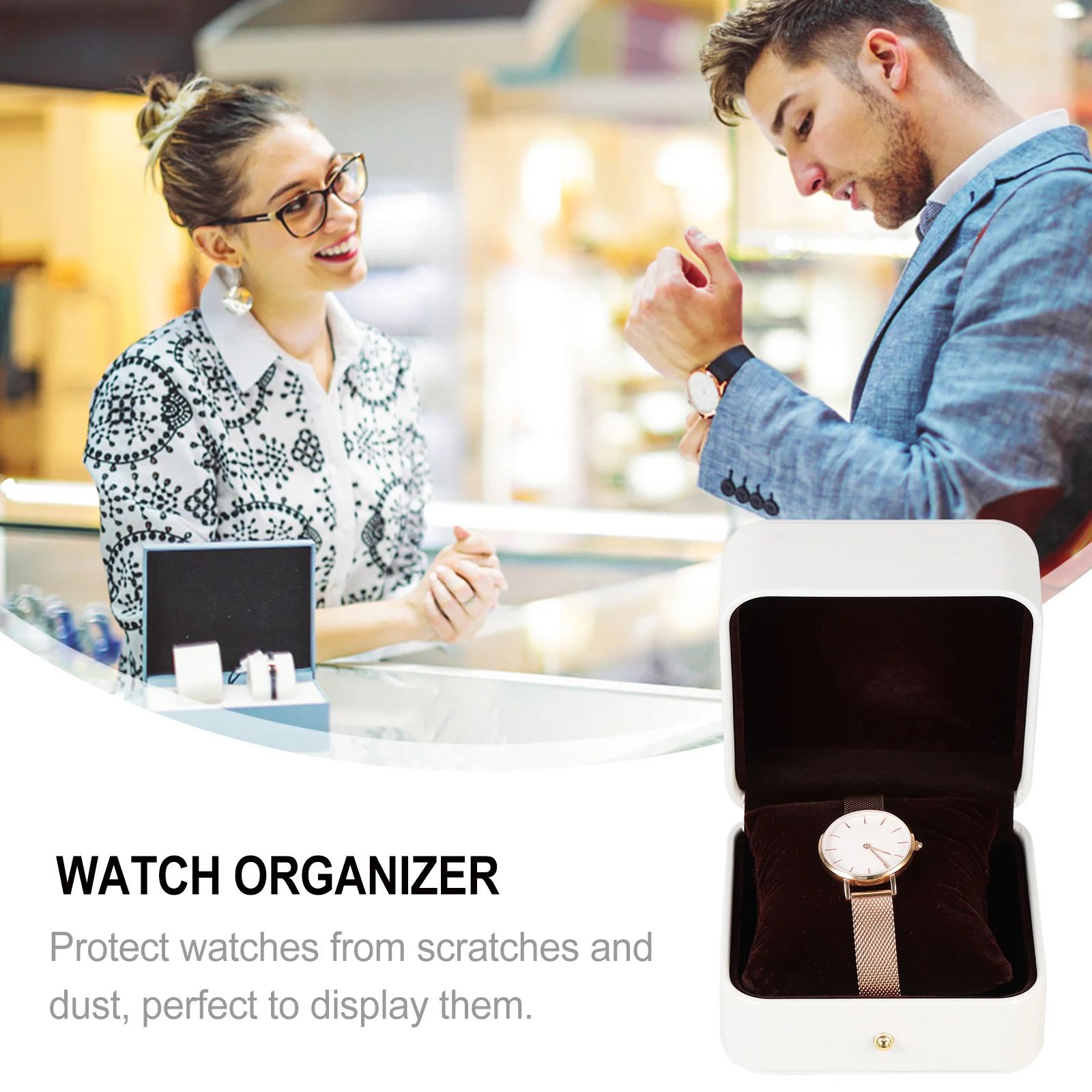 

Watch Storage Box Vintage Simple PU ganizer Jewelry Case Durable Eco friendly Compact Size Protective Pillow Anti scratch