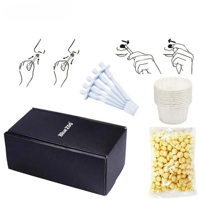 

Nose Hair Removal Wax Kit Portable Painless Wax Beans for Men Women Black Nose Wax Set Paper Free Cleaning Wax Beans