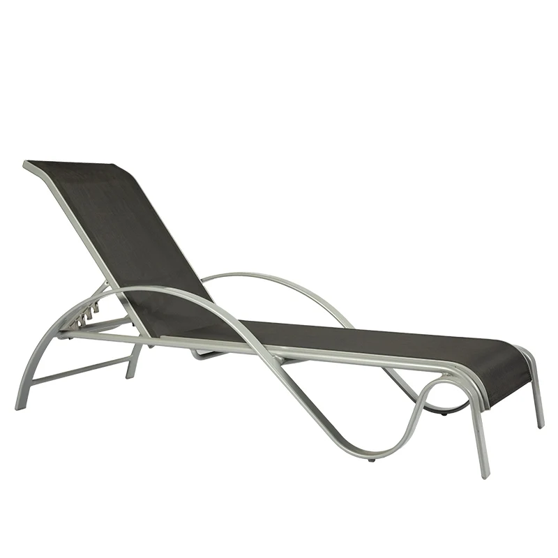 New Aluminum Outdoor Sunbed Chaise Longue with Modern Design Foldable Full Color Printing for Hotel Warehouse Park Hospital Use