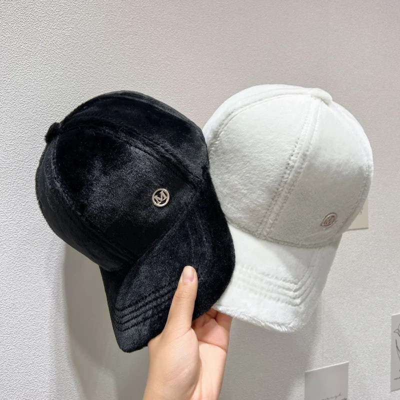 Zimowa czapka bejsbolówka z kaczym dziobem, pluszowa, gruba, ocieplana futrem króliczym i futrem norek, damska, wersja koreańska, uniwersalna czapka.