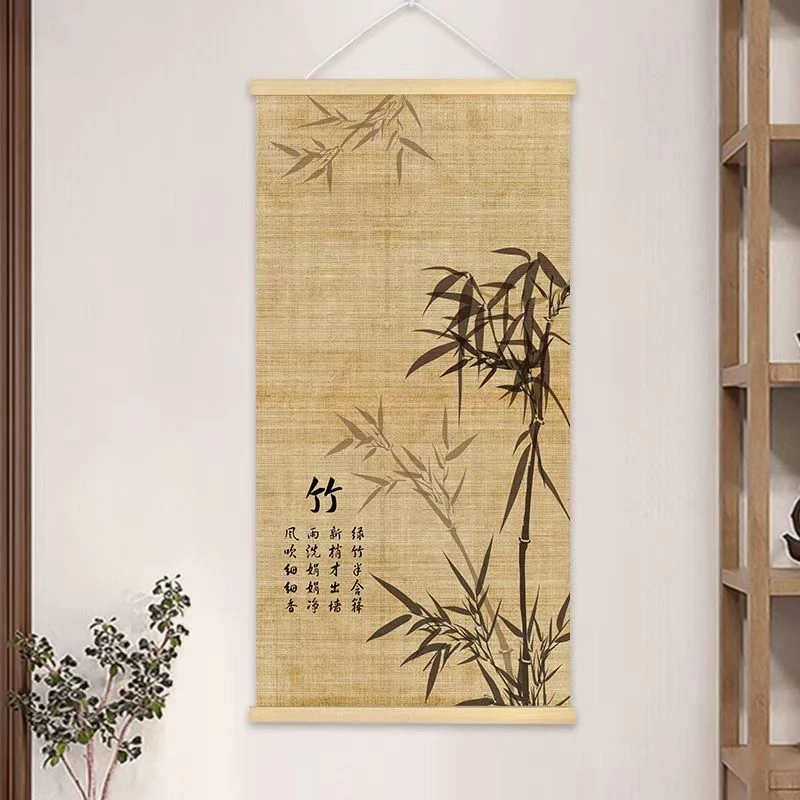 Plum blossom hanging painting, background wall bamboo painting, living room decoration painting, home feng shui decoration