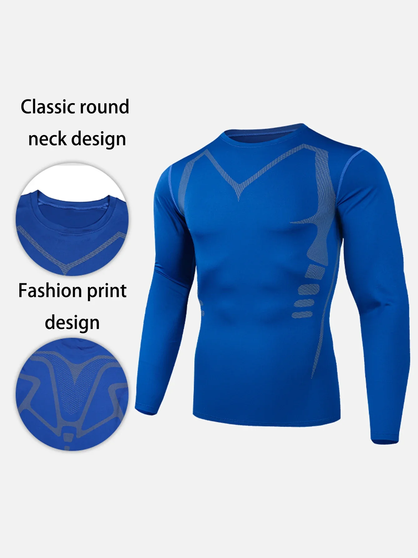 طقم تي شيرت للجري للرجال مكون من 3 قطع، تي شيرت نحيف بأكمام طويلة، طباعة خيال علمي سريعة الجفاف وجيدة التهوية، للتدريب في صالة الألعاب الرياضية #3