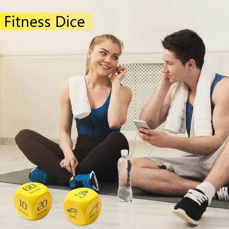

2Pcs Fitness Dice Sports Dices 6-Sided Workout Dice Plank/Push-up/Sit-up/Jump/Lunge/ Dynamic Fitness Game Dice