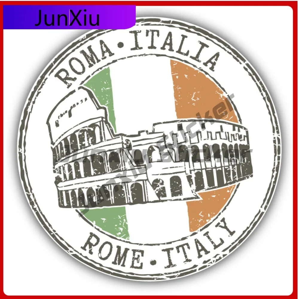 

Rome Italy Grunge Travel Flag Stamp Car Decal Bumper Stickers Anime Style Window Use For Laptop Surfac Car Accessories Scratc