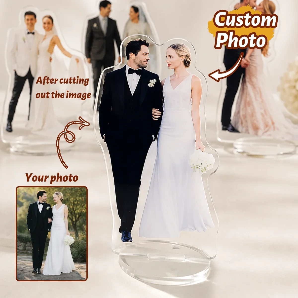Custom Cutout Acrylic Standee Personalized Photo Figure Stand Custom Wedding Couple Picture Desktop Ornament Family Souvenir Gif
