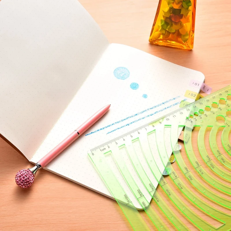 Promotion! 4 Pieces Template Plastic Rulers Circle Oval Circle Radius Drawing Templates For Office And School Supplies Clean Gre