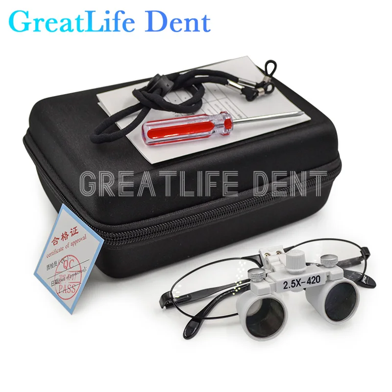 GreatLife Dent 2.5x 3.5x Magnifying Glasses Dental Headlamp SurgicalLoupes 2.5x 3.5x Led Magnifier