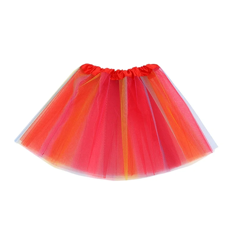 Girls Rainbow Tutu Skirt Dance Party Ballet Tulle Tutu Skirt 2-8 Years 3 Layers for Kids Princess Birthday Party Dress Elastic