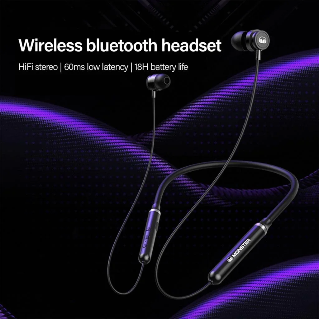 Monster AIRMARS SG03 سماعات بلوتوث لاسلكية رياضية خارجية HD Call Stereo Music Neckband مع وظيفة الزر