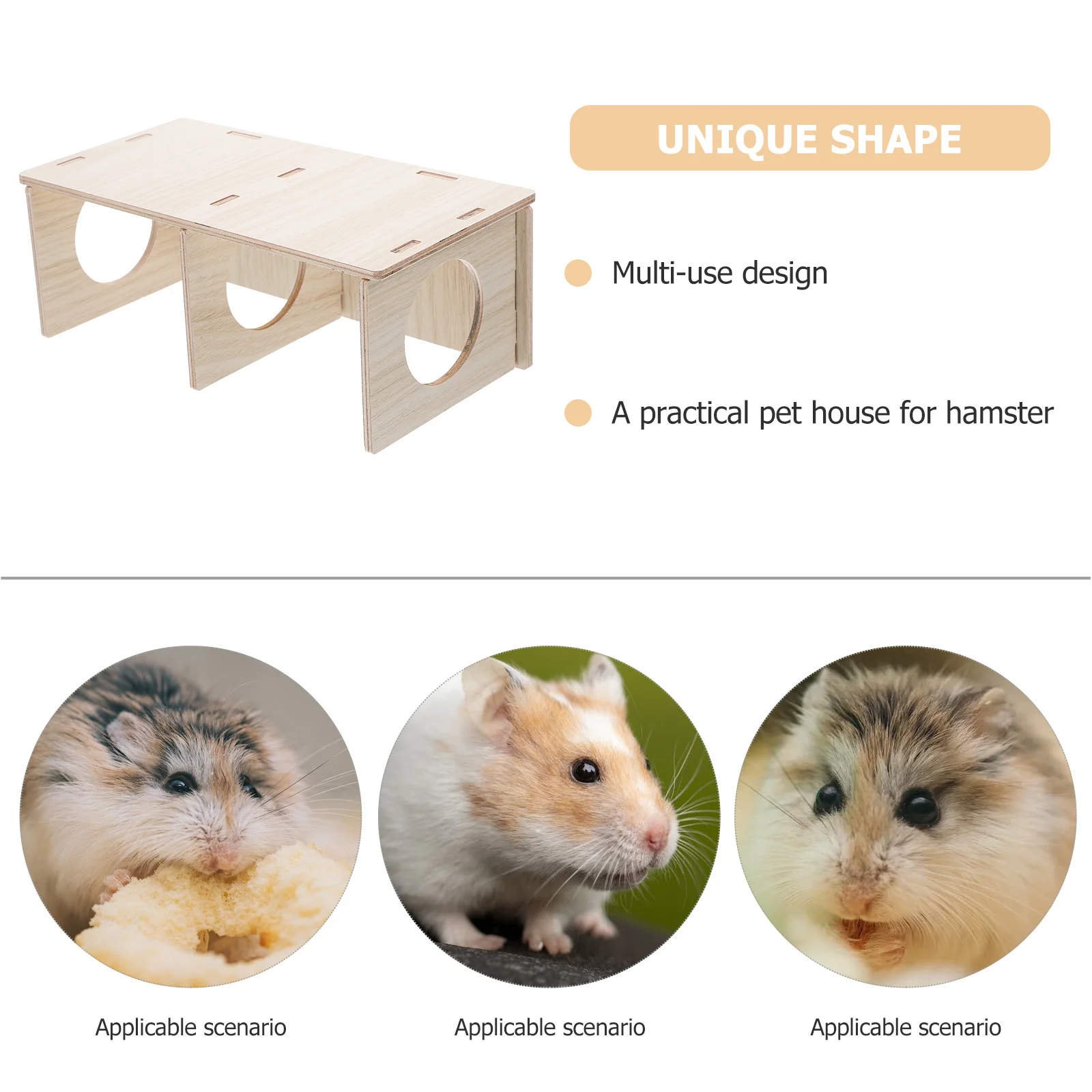 Hamster Solid Wood House Pet Mouse Cabin Toy Coconut Sleeping Guinea Pig Habitat Funny Shape