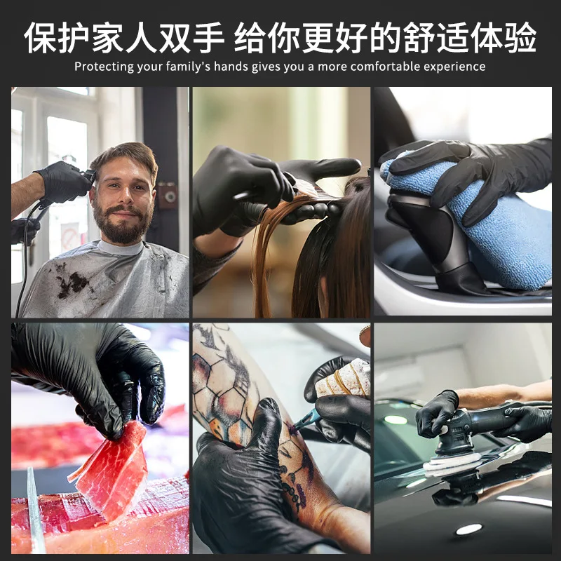 Black Rubber Gloves Waterproof Thickened Durable Salon Hair Colour Clean Products For Hair Professional Hairdressing Accessories