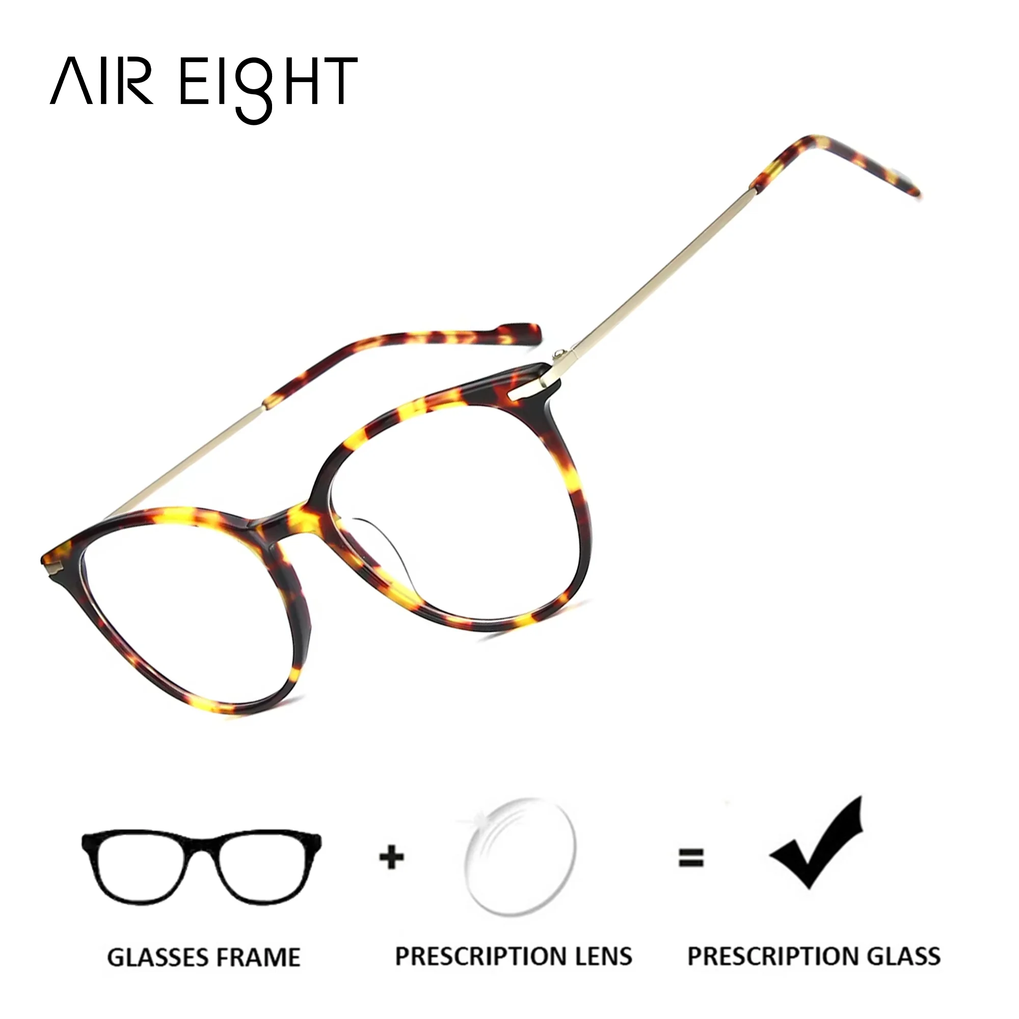 

AIR EIGHT Modish Acetate Round Prescription Glasses for Women Photochromic Optical Lenses With Recipe Progressive Eyewear