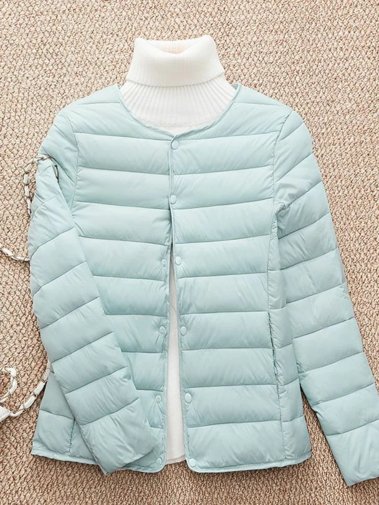 เสื้อโค้ทผ้าฝ้ายน้ำหนักเบาแบบใหม่สำหรับผู้หญิง ทรงวี คอตตอนสองด้าน ใส่เป็นเสื้อคลุมด้านในได้ เหมาะสำหรับฤดูใบไม้ร่วงและฤดูหนาว