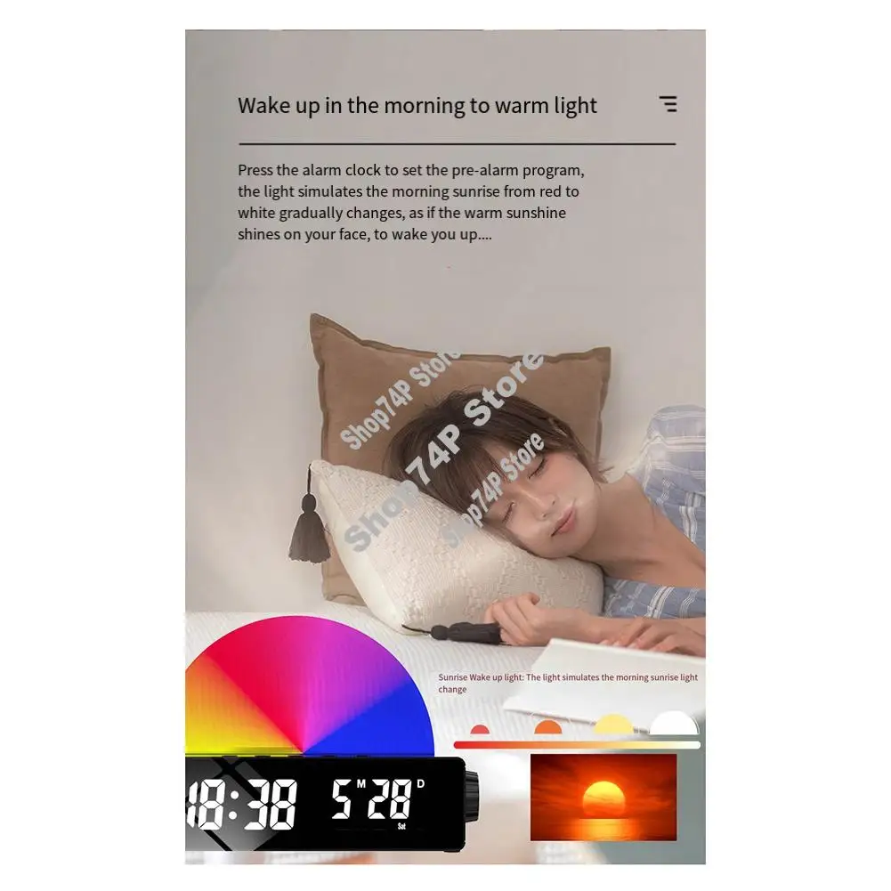 ABJY-Sunrise Lamp Sunrise Alarm Clock, Wake Up Light Dawn Simulator, Bedside Sun Lamp Color Changing Lights For Bedroom White Du